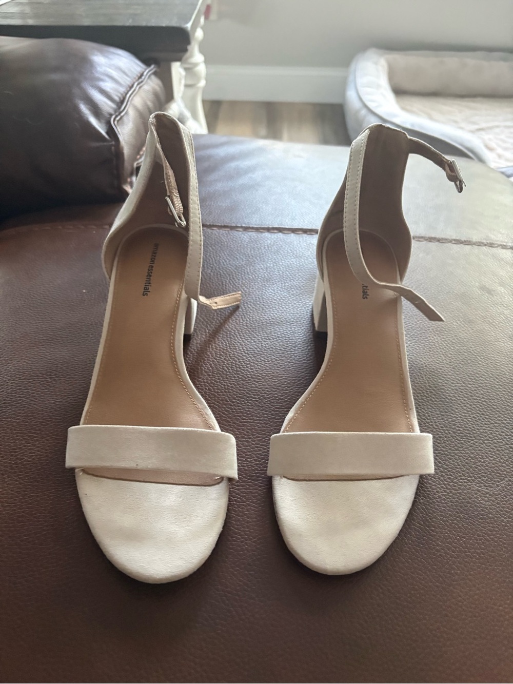 Amazon Essentials Women’s Ankle-Strap Block Heel Sandals in Light Beige
